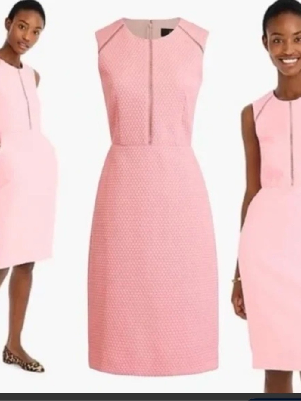 J. Crew Pink Sleeveless Textured Sheath Midi Dress